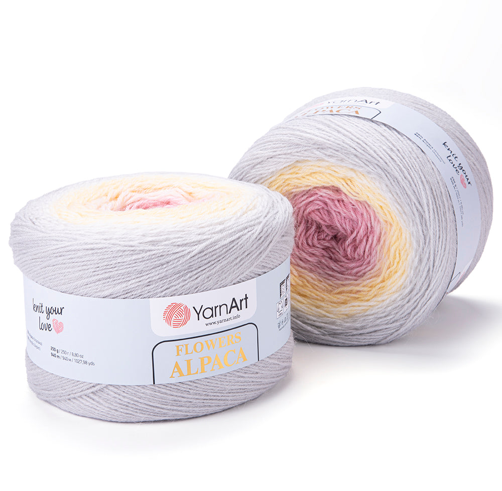 YarnArt Flowers Alpaca winter yarn in pastel rainbow shades