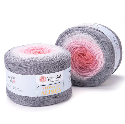 Knitted swatch from YarnArt Flowers Alpaca gradient yarn