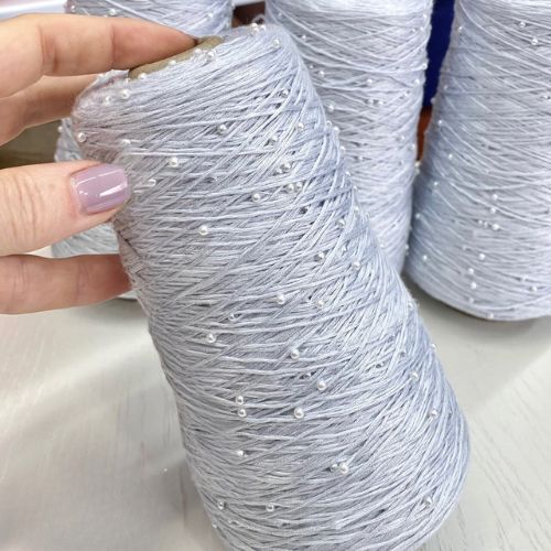 Perl Yarn, Beaded Yarn, Lustrosa, Cotton Wool Perl Yarn, Luxury Italian Yarn, Yarn on Cone for Hand and Machine Knitting,