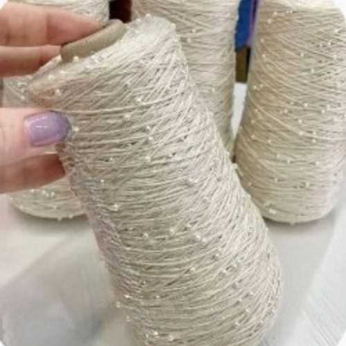 Perl Yarn, Beaded Yarn, Lustrosa, Cotton Wool Perl Yarn, Luxury Italian Yarn, Yarn on Cone for Hand and Machine Knitting,