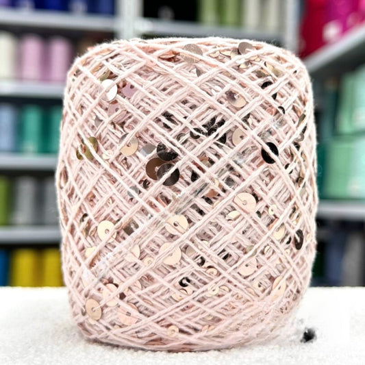 SEQUIN COTTON YARN, Sparkle Yarn, Crochet Yarn, Knitting Yarn, Nuno Felting, Beaded Yarn, Yarn With paillettes, 6mm&3mm Sequins Cotton Yarn