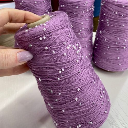 Perl Yarn, Beaded Yarn, Lustrosa, Cotton Wool Perl Yarn, Luxury Italian Yarn, Yarn on Cone for Hand and Machine Knitting,