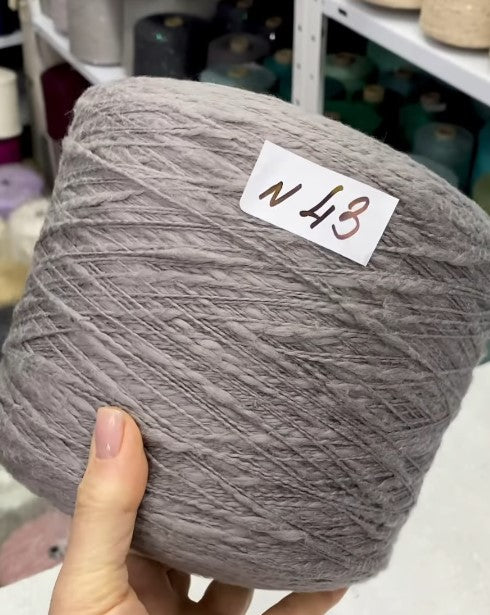 Premium Grafit Flamme Slub Cotton Yarn cone with label n43 – soft textured Italian cotton for summer knitting and crochet projects