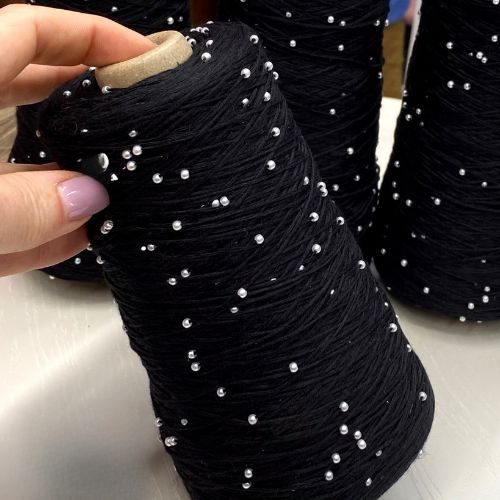 Perl Yarn, Beaded Yarn, Lustrosa, Cotton Wool Perl Yarn, Luxury Italian Yarn, Yarn on Cone for Hand and Machine Knitting,