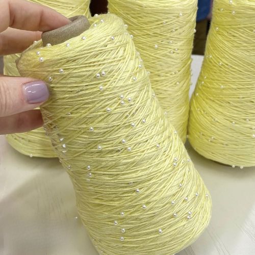 Perl Yarn, Beaded Yarn, Lustrosa, Cotton Wool Perl Yarn, Luxury Italian Yarn, Yarn on Cone for Hand and Machine Knitting,