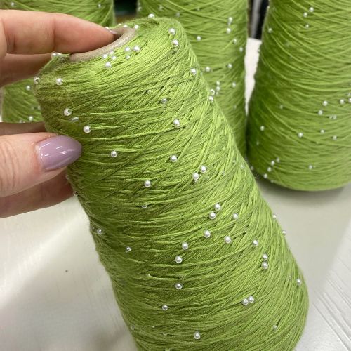 Perl Yarn, Beaded Yarn, Lustrosa, Cotton Wool Perl Yarn, Luxury Italian Yarn, Yarn on Cone for Hand and Machine Knitting,