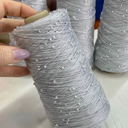 Perl Yarn, Beaded Yarn, Lustrosa, Cotton Wool Perl Yarn, Luxury Italian Yarn, Yarn on Cone for Hand and Machine Knitting,