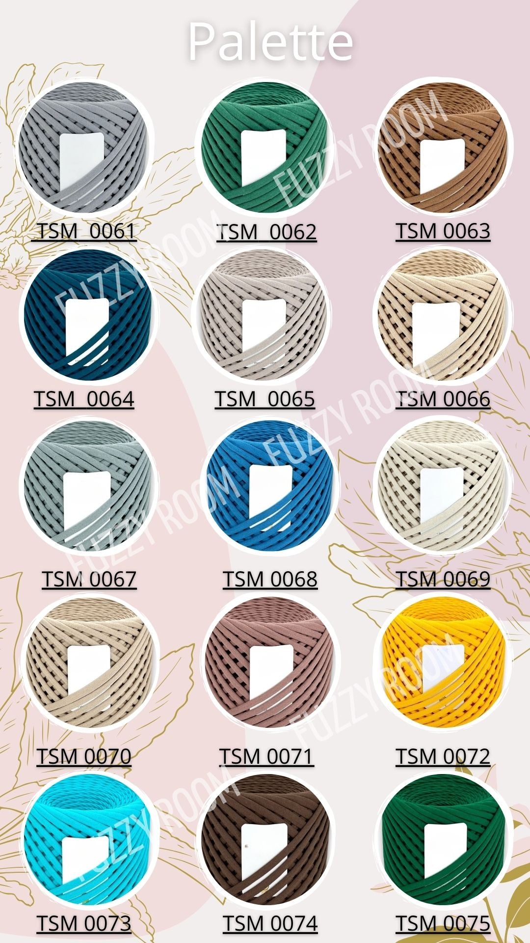 Vibrant Color Palette TSM 0046-0060 Chunky T-Shirt Yarn 7-9mm Recycled Cotton - Professional Eco Jersey Yarn for Handmade Bags - Fuzzyroom