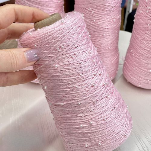 Perl Yarn, Beaded Yarn, Lustrosa, Cotton Wool Perl Yarn, Luxury Italian Yarn, Yarn on Cone for Hand and Machine Knitting,