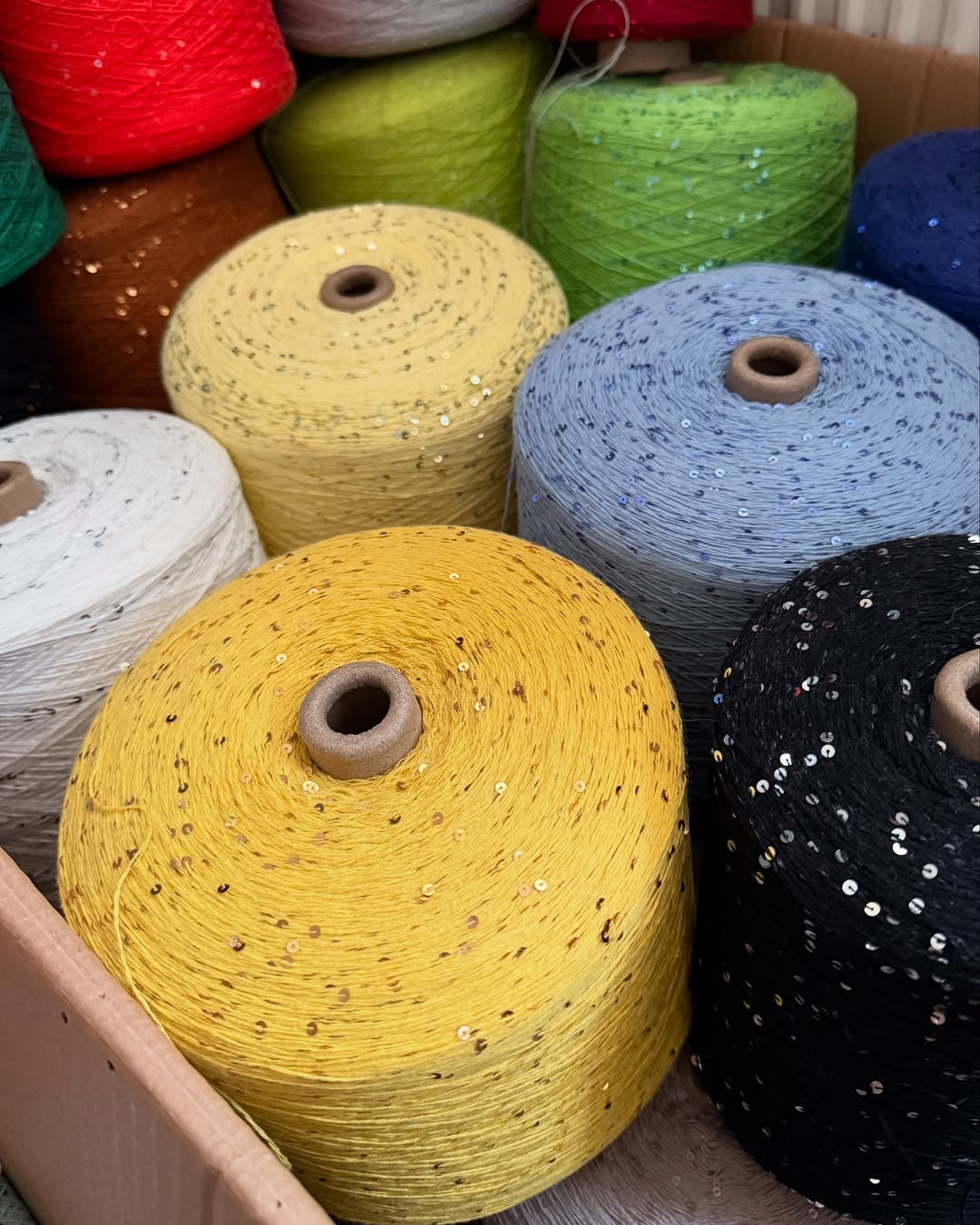 Beautiful sequined cotton skein in gentle grip