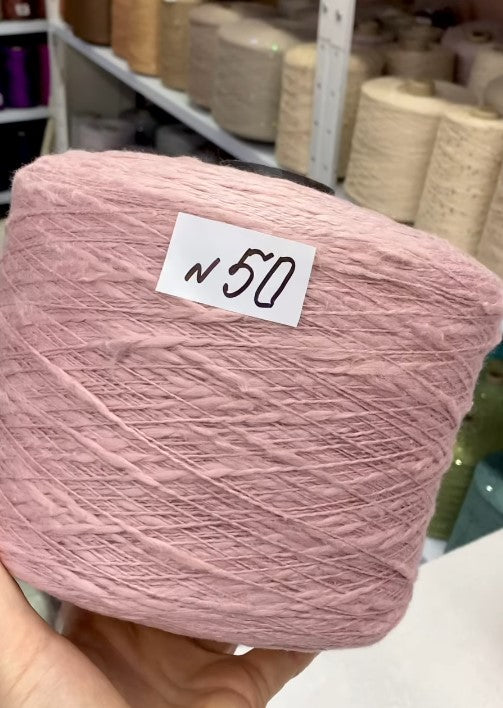 Apricot Flamme Slub Cotton Yarn cone labeled n50 – premium Italian textured cotton 250m/100g for lightweight summer tops and cardigans