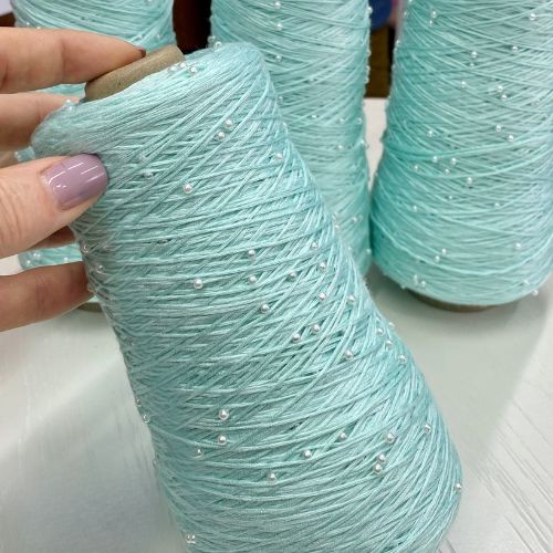 Perl Yarn, Beaded Yarn, Lustrosa, Cotton Wool Perl Yarn, Luxury Italian Yarn, Yarn on Cone for Hand and Machine Knitting,