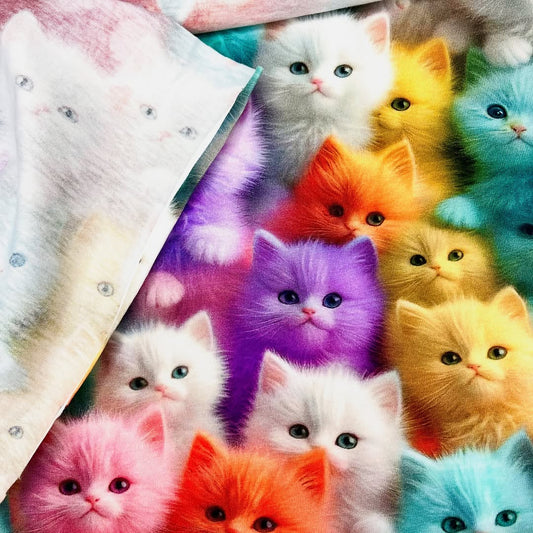 Rainbow Fluffy Kittens Fabric №4
