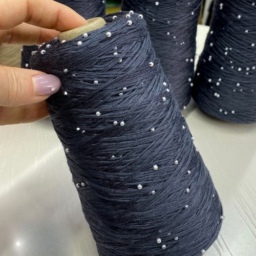 Perl Yarn, Beaded Yarn, Lustrosa, Cotton Wool Perl Yarn, Luxury Italian Yarn, Yarn on Cone for Hand and Machine Knitting,