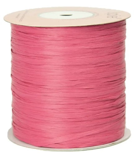 Premium Strawberry ISPIE Matte Raffia Yarn cone with label n31 – soft textured plant fiber for summer bags and hats