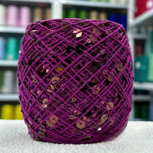 SEQUIN COTTON YARN, Sparkle Yarn, Crochet Yarn, Knitting Yarn, Nuno Felting, Beaded Yarn, Yarn With paillettes, 6mm&3mm Sequins Cotton Yarn