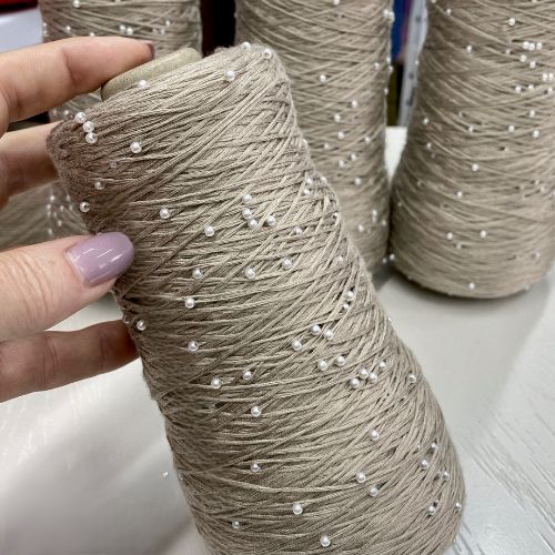 Perl Yarn, Beaded Yarn, Lustrosa, Cotton Wool Perl Yarn, Luxury Italian Yarn, Yarn on Cone for Hand and Machine Knitting,
