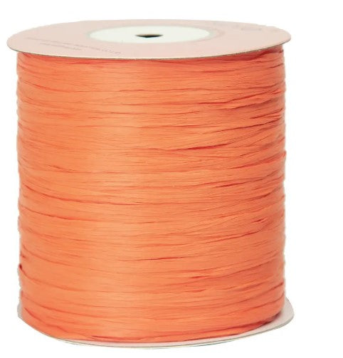 Premium Tropical Orange ISPIE Matte Raffia Yarn cone with label n31 – soft textured plant fiber for summer bags and hats
