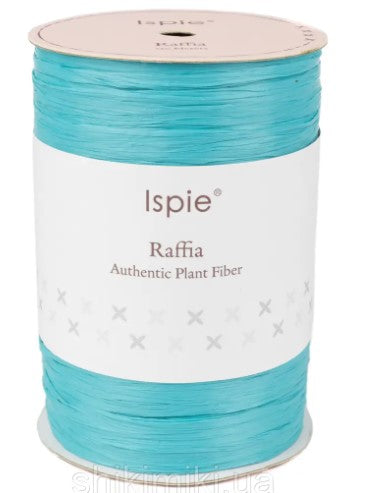 Premium Dark Turquoise ISPIE Matte Raffia Yarn cone with label n31 – soft textured plant fiber for summer bags and hats
