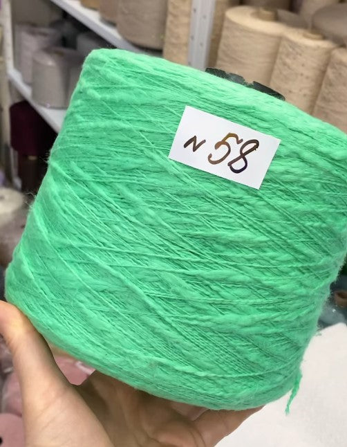 Nut Flamme Slub Cotton Yarn cone labeled n58 – premium Italian textured cotton 250m/100g for lightweight summer tops and cardigans