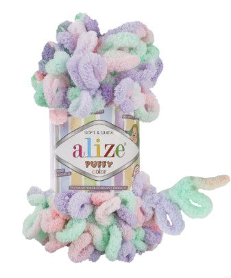 Pastel-colored yarn with 'alize 5938' label on a white background