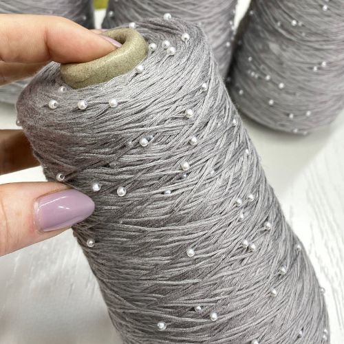 Perl Yarn, Beaded Yarn, Lustrosa, Cotton Wool Perl Yarn, Luxury Italian Yarn, Yarn on Cone for Hand and Machine Knitting,