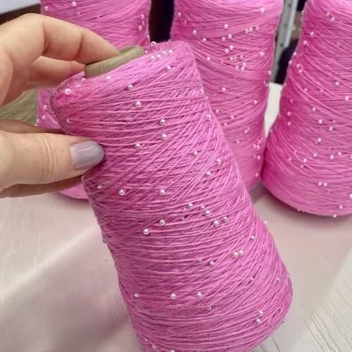 Perl Yarn, Beaded Yarn, Lustrosa, Cotton Wool Perl Yarn, Luxury Italian Yarn, Yarn on Cone for Hand and Machine Knitting,