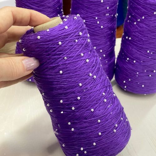 Perl Yarn, Beaded Yarn, Lustrosa, Cotton Wool Perl Yarn, Luxury Italian Yarn, Yarn on Cone for Hand and Machine Knitting,