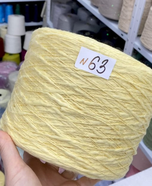 Cinnamon Flamme Slub Cotton Yarn cone labeled n63– premium Italian textured cotton 250m/100g for lightweight summer tops and cardigans