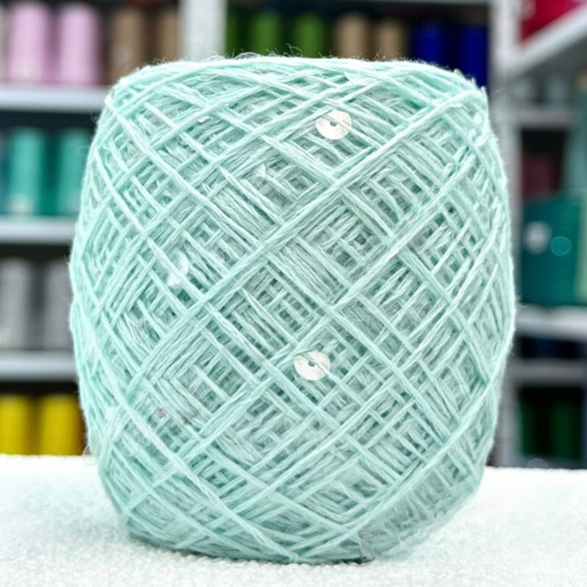 SEQUIN COTTON YARN, Sparkle Yarn, Crochet Yarn, Knitting Yarn, Nuno Felting, Beaded Yarn, Yarn With paillettes, 6mm&3mm Sequins Cotton Yarn