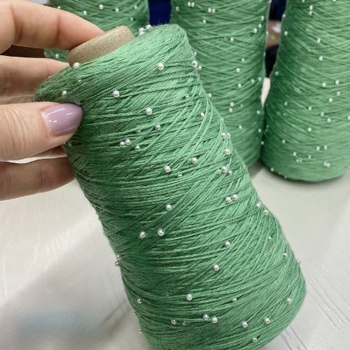 Perl Yarn, Beaded Yarn, Lustrosa, Cotton Wool Perl Yarn, Luxury Italian Yarn, Yarn on Cone for Hand and Machine Knitting,