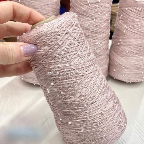 Perl Yarn, Beaded Yarn, Lustrosa, Cotton Wool Perl Yarn, Luxury Italian Yarn, Yarn on Cone for Hand and Machine Knitting,