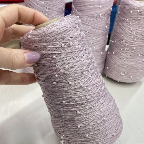 Perl Yarn, Beaded Yarn, Lustrosa, Cotton Wool Perl Yarn, Luxury Italian Yarn, Yarn on Cone for Hand and Machine Knitting,