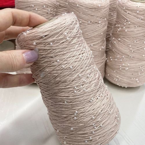Perl Yarn, Beaded Yarn, Lustrosa, Cotton Wool Perl Yarn, Luxury Italian Yarn, Yarn on Cone for Hand and Machine Knitting,