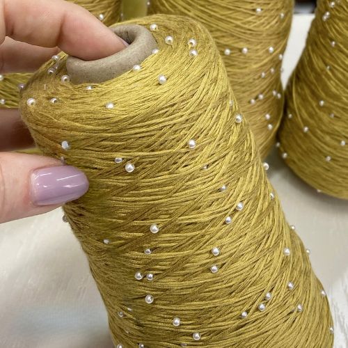 Perl Yarn, Beaded Yarn, Lustrosa, Cotton Wool Perl Yarn, Luxury Italian Yarn, Yarn on Cone for Hand and Machine Knitting,