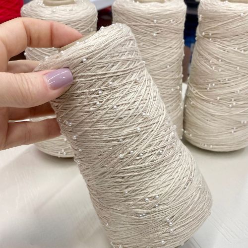 Perl Yarn, Beaded Yarn, Lustrosa, Cotton Wool Perl Yarn, Luxury Italian Yarn, Yarn on Cone for Hand and Machine Knitting,