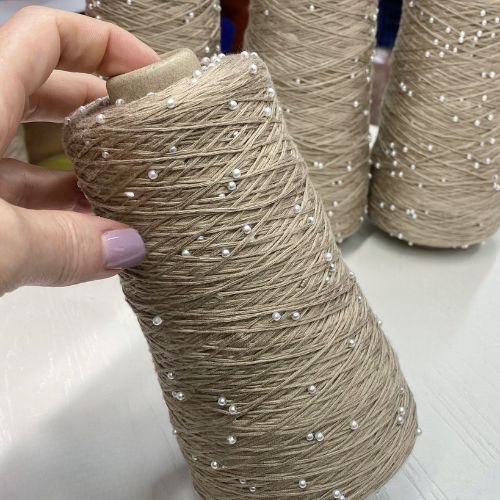 Perl Yarn, Beaded Yarn, Lustrosa, Cotton Wool Perl Yarn, Luxury Italian Yarn, Yarn on Cone for Hand and Machine Knitting,