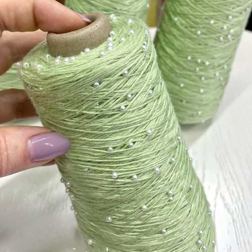 Perl Yarn, Beaded Yarn, Lustrosa, Cotton Wool Perl Yarn, Luxury Italian Yarn, Yarn on Cone for Hand and Machine Knitting,