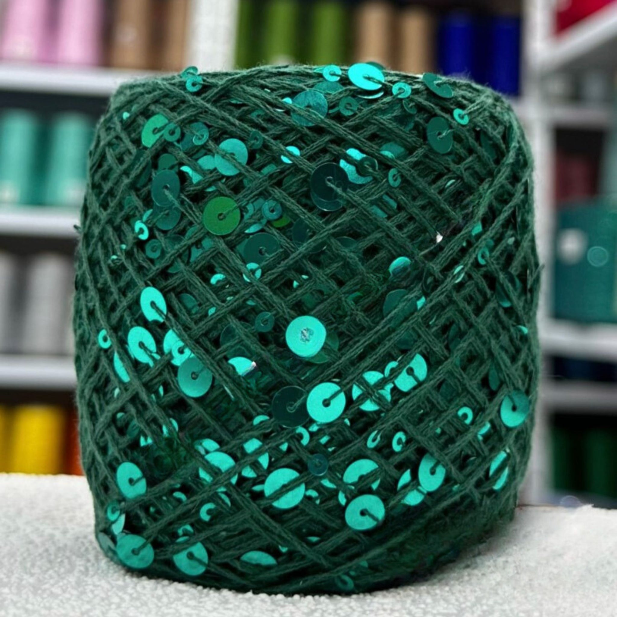 SEQUIN COTTON YARN, Sparkle Yarn, Crochet Yarn, Knitting Yarn, Nuno Felting, Beaded Yarn, Yarn With paillettes, 6mm&3mm Sequins Cotton Yarn