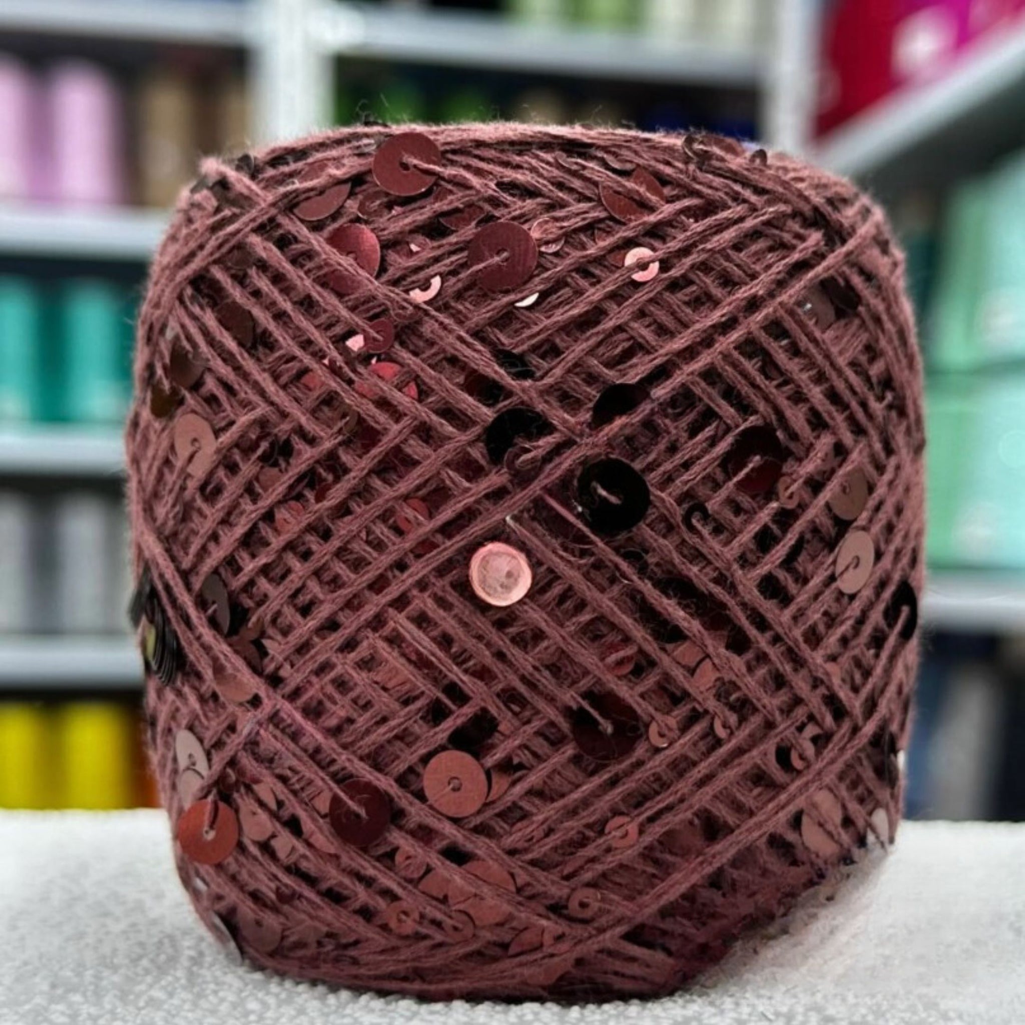 SEQUIN COTTON YARN, Sparkle Yarn, Crochet Yarn, Knitting Yarn, Nuno Felting, Beaded Yarn, Yarn With paillettes, 6mm&3mm Sequins Cotton Yarn