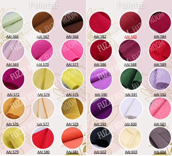 Color swatches from two different palettes on a light pink background.