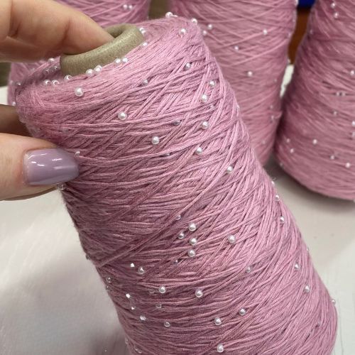 Perl Yarn, Beaded Yarn, Lustrosa, Cotton Wool Perl Yarn, Luxury Italian Yarn, Yarn on Cone for Hand and Machine Knitting,