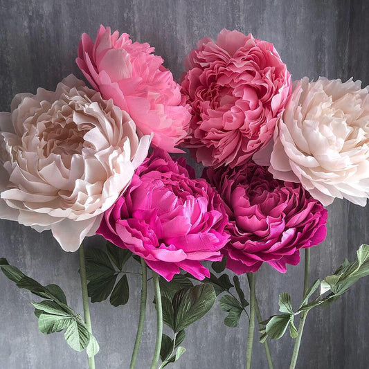 Set of 30 flowers "Peony" with stem and base 60cm/24"