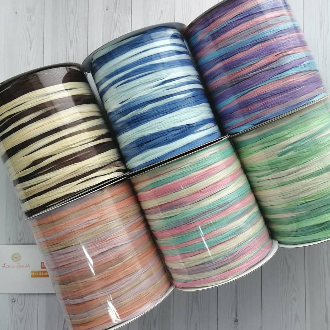 ISPIE striped multicolored raffia yarn spools – vibrant genuine rayon crochet thread with beautiful color transitions for unique summer projects
