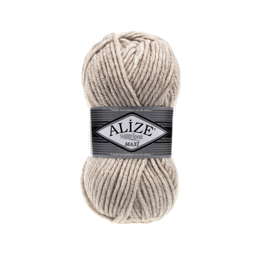 Ball of yarn with Alize label on a white background