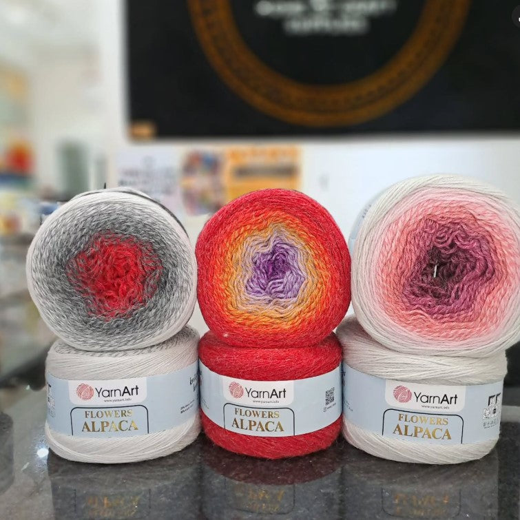 Warm gradient YarnArt Flowers Alpaca perfect for cozy shawls