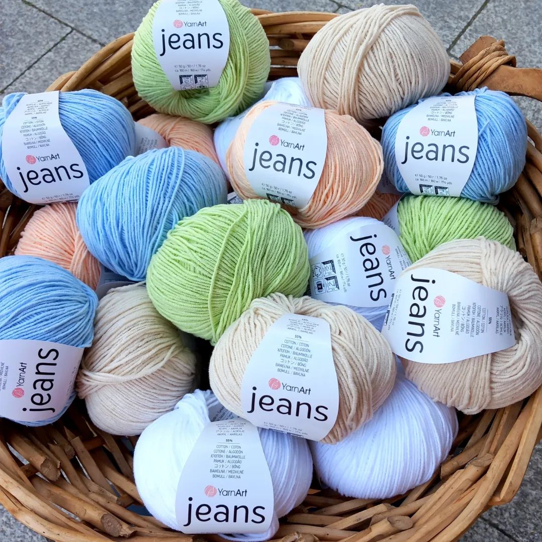 Cotton Yarn YarnArt Jeans Yarn 50g / 160m / 175 yards Cotton Crochet Yarn Knitting Cotton Yarn