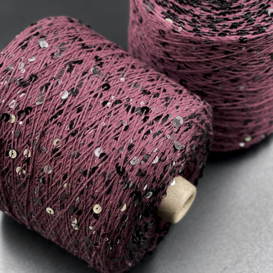 Yarn Royal sequin 3+6 mm - No. 027 Raspberry + Black