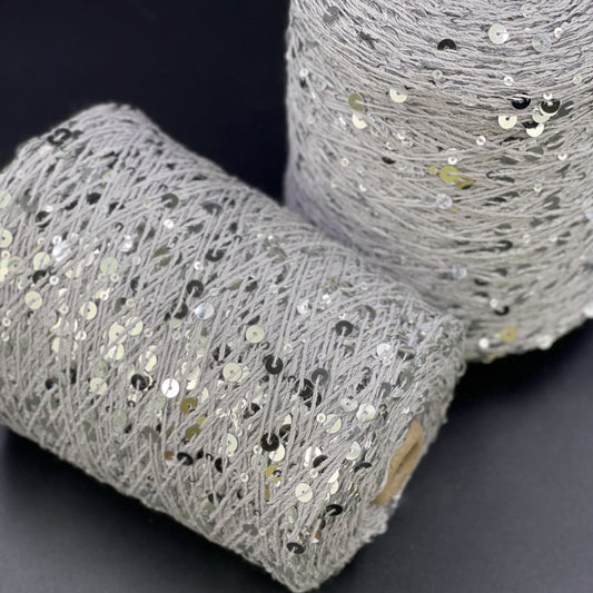 Yarn Royal sequin 3+6 mm - No. 034 Grey + Silver