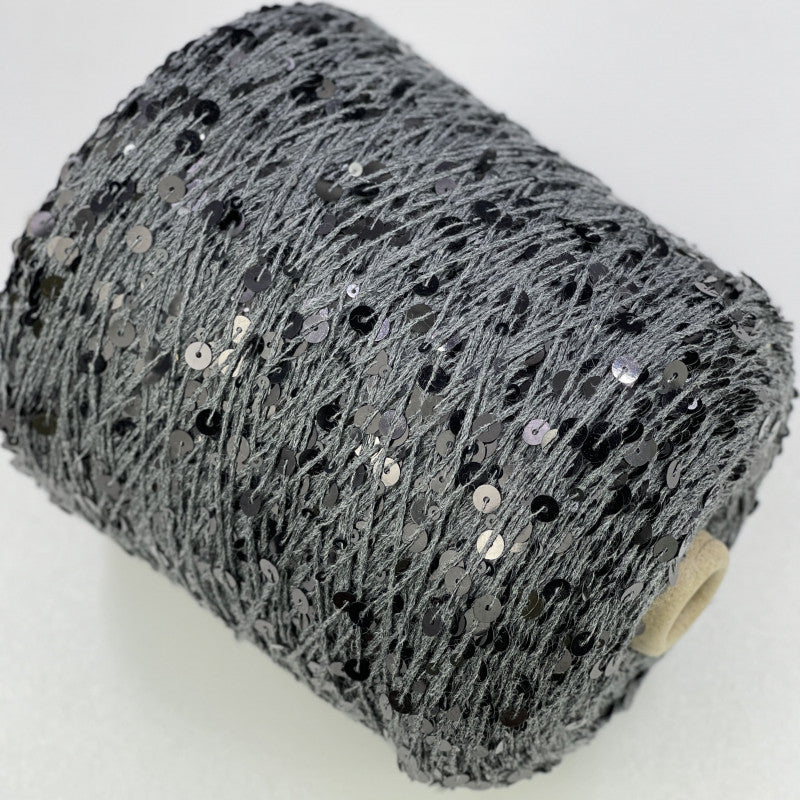 Yarn Royal sequin 3+6 mm - No. 029 Dark grey + Black